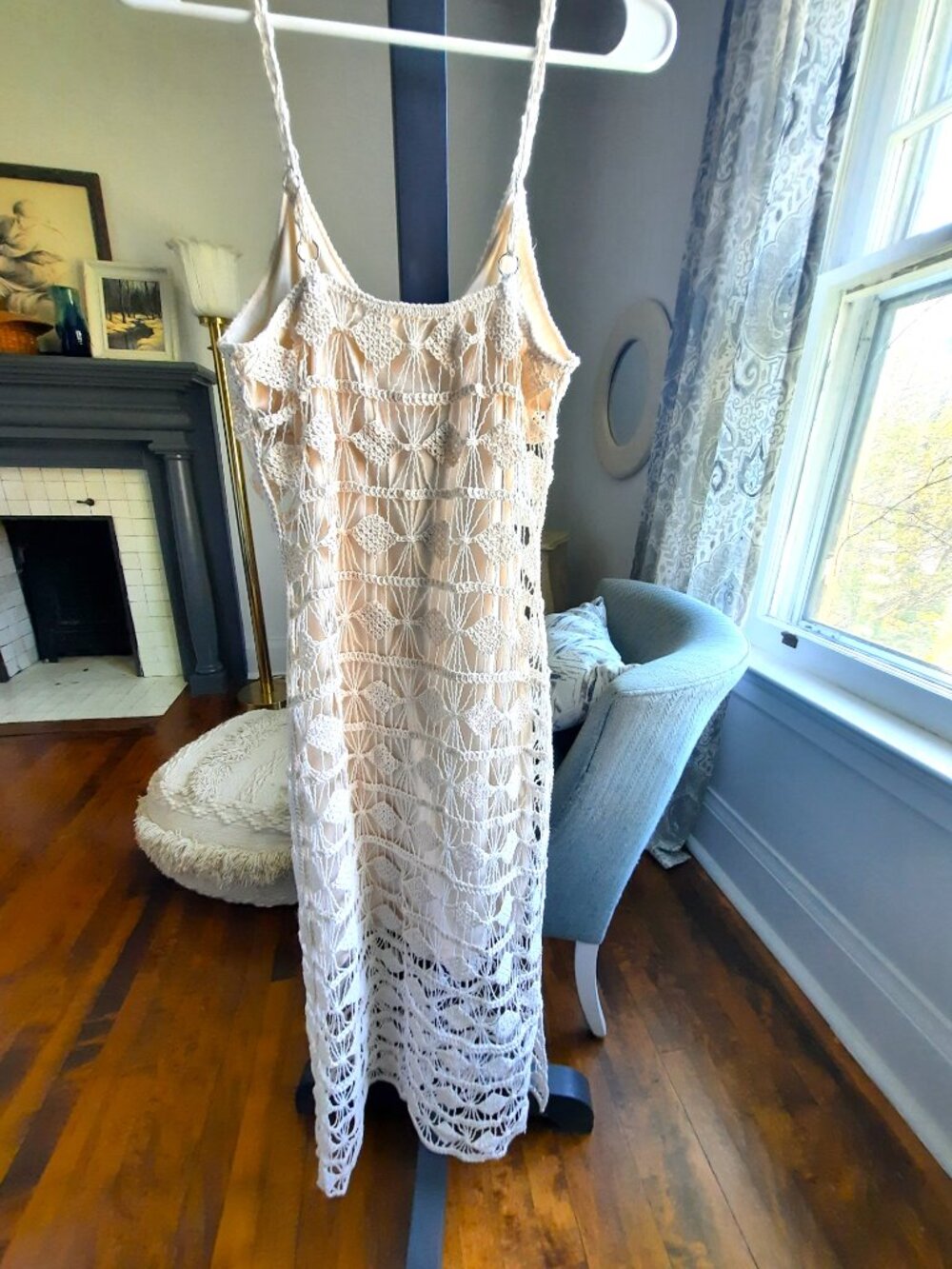 Lined Crocheted dress, pure cotton, feminine and romantic, bodycon - Picture 7 of 8